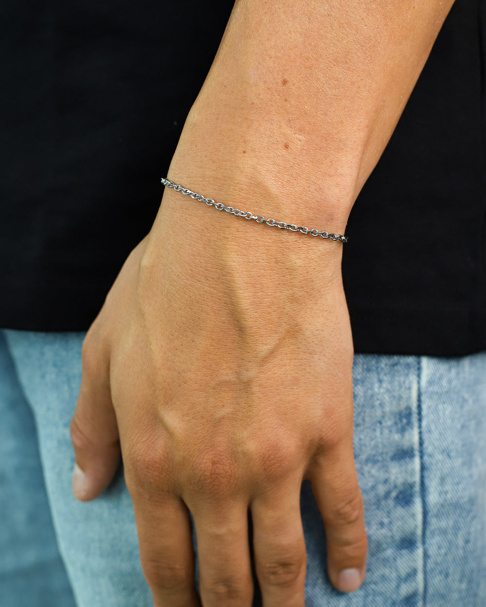 CLEAN CABLE LINK BRACELET. - 3MM WHITE GOLD