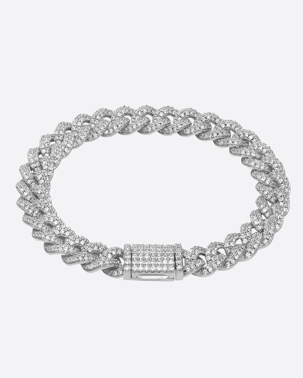 ICED CUBANA BRACELET. - 8MM WHITE GOLD