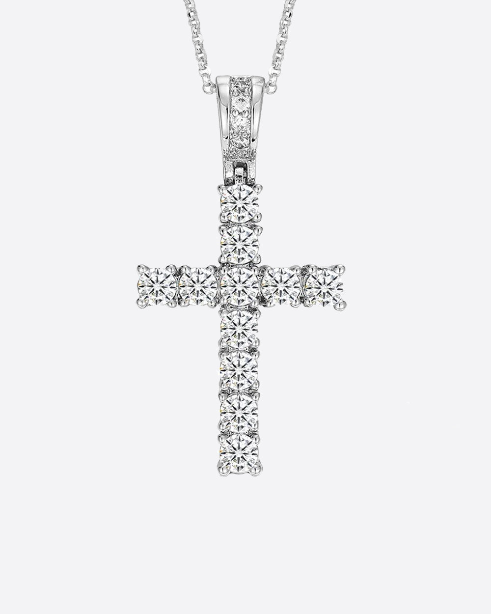 MOISSANITE CROSS PIECE PENDANT. - WHITE GOLD