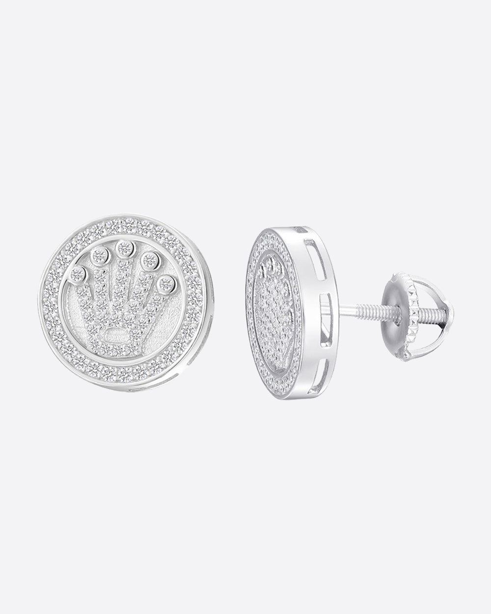 MOISSANITE CROWN EARRINGS. - WHITE GOLD