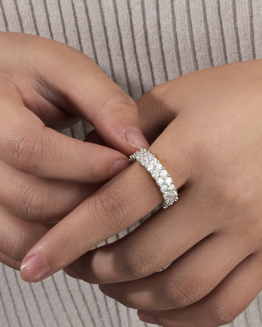 MOISSANITE DOUBLE THIN ETERNITY RING.