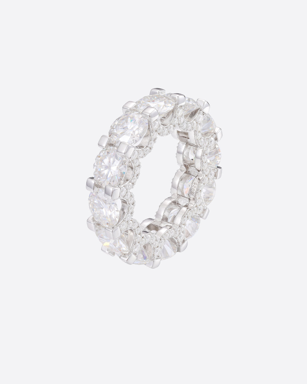 MOISSANITE FROSTED THICK ETERNITY RING. - WHITE GOLD