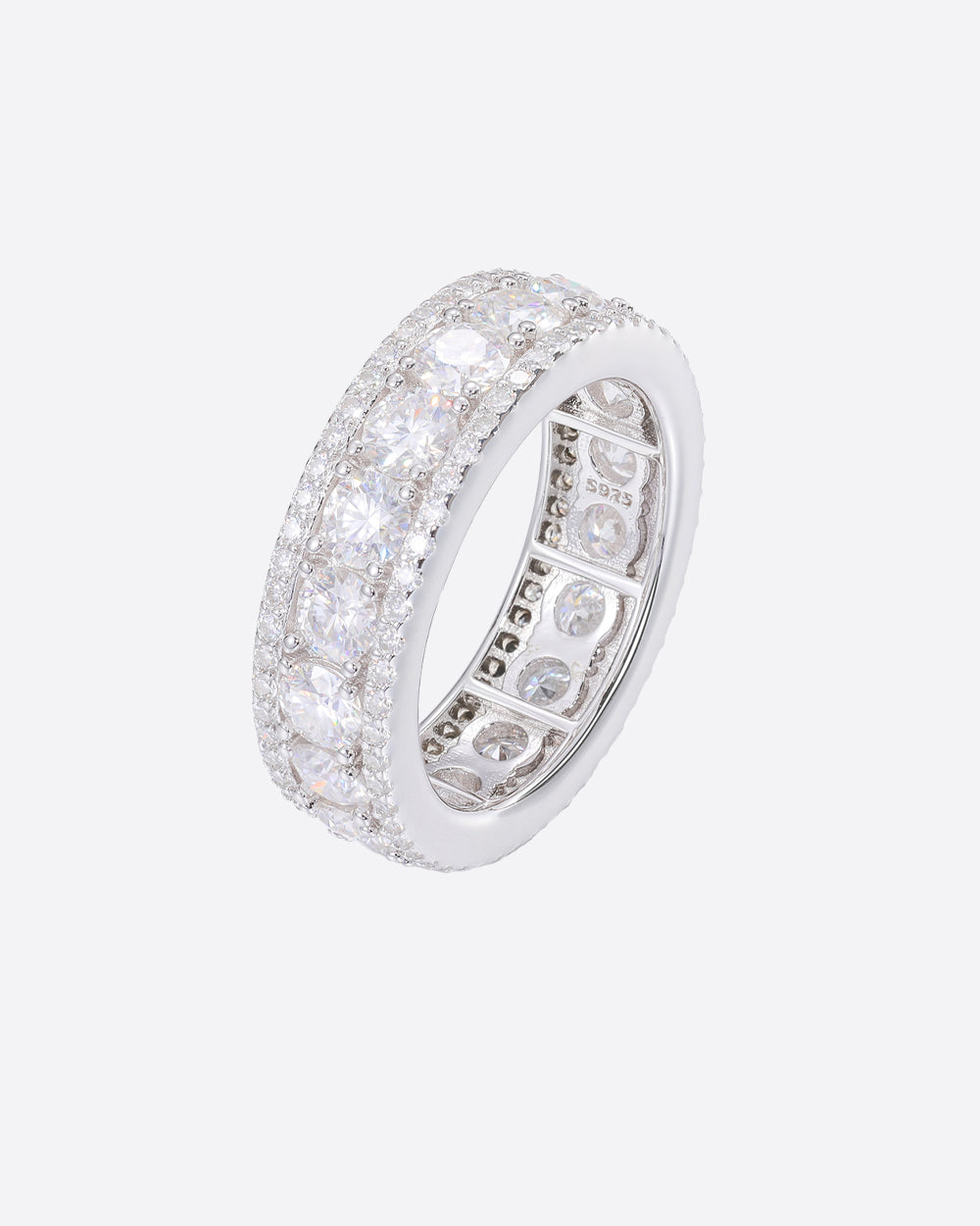 MOISSANITE ICED BAND RING. - WHITE GOLD
