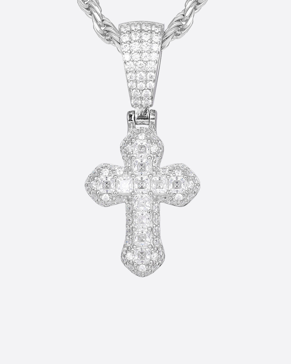 MOISSANITE LATIN CROSS PENDANT. - WHITE GOLD
