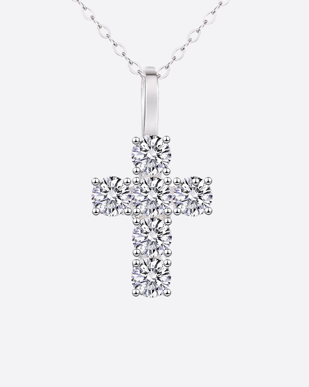 MOISSANITE MICRO CROSS PENDANT. - WHITE GOLD