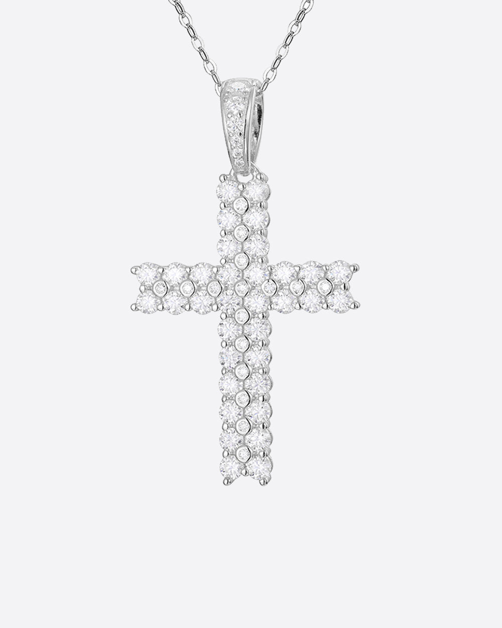 MOISSANITE PAVED CROSS PENDANT. - WHITE GOLD