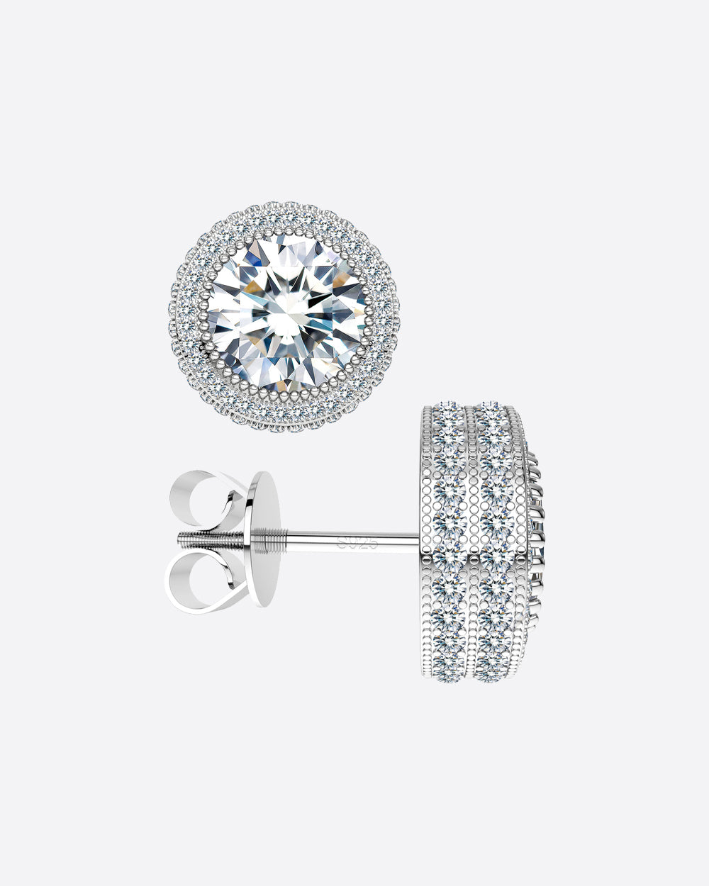 MOISSANITE POPPIN STUDS. - WHITE GOLD