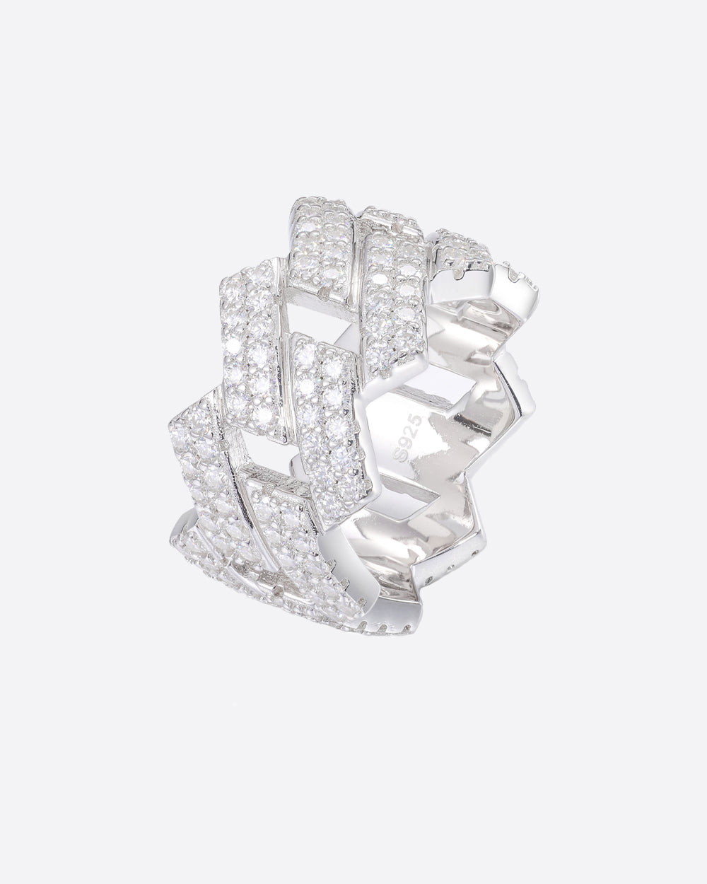 MOISSANITE PRONG CUBAN RING. - WHITE GOLD