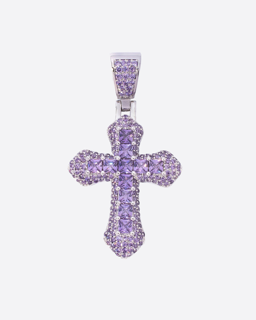 PURPLE CROSS PENDANT. - WHITE GOLD
