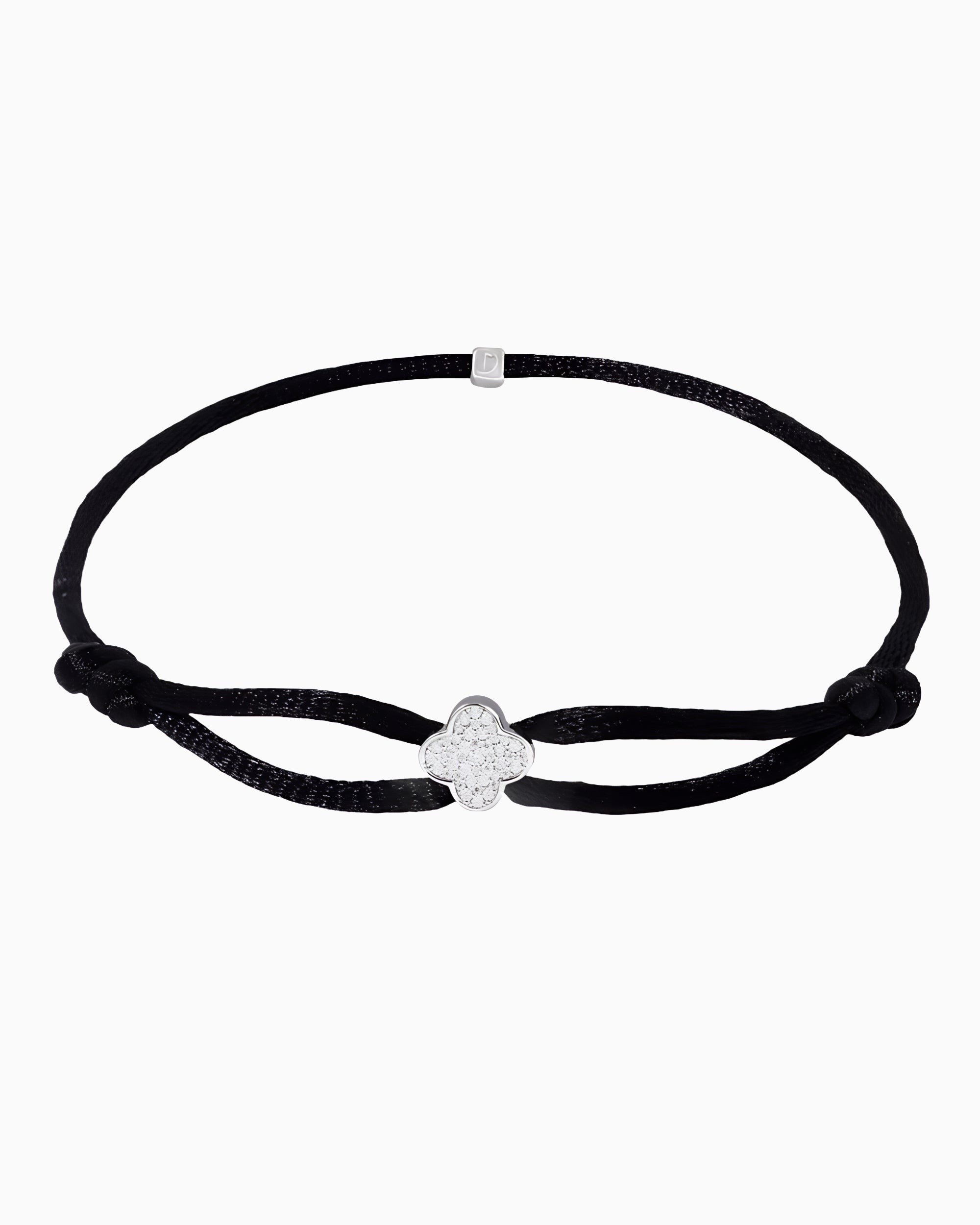 MOISSANITE ICED CLOVER CORD BRACELET.