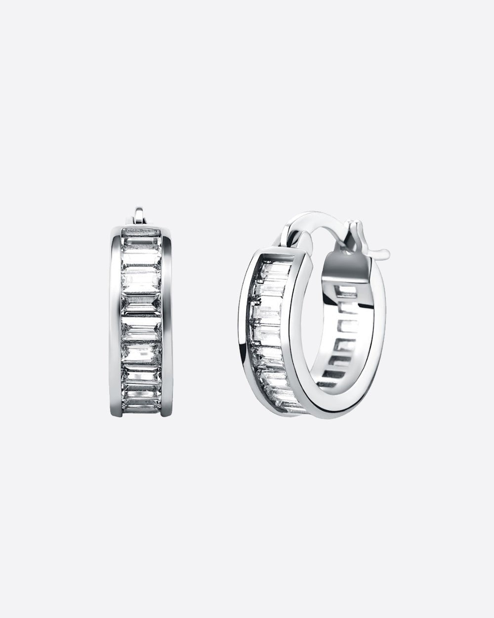 BAGUETTE EARRINGS. - WHITE GOLD - Drippy Amsterdam