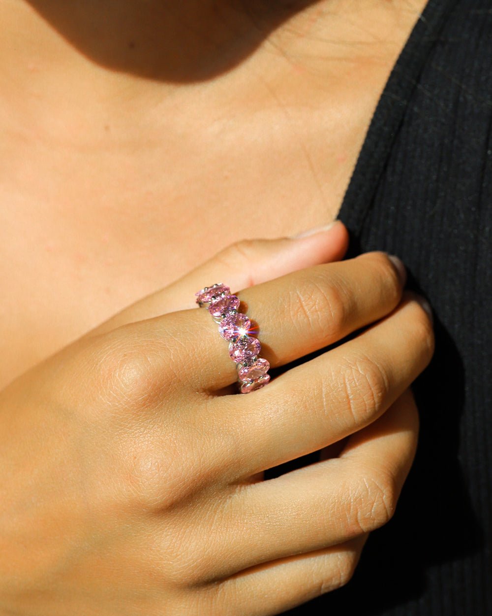 PINK OVAL CUT BAND. - 925 - Drippy Amsterdam