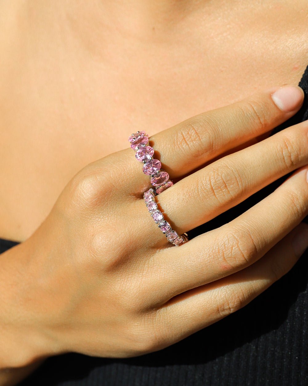 PINK OVAL CUT BAND. - 925 - Drippy Amsterdam