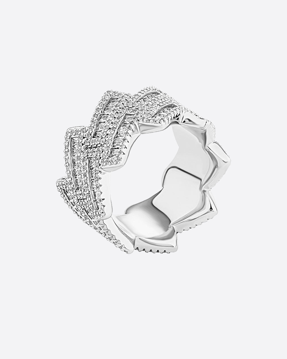 FROSTED PRONG RING. - WHITE GOLD