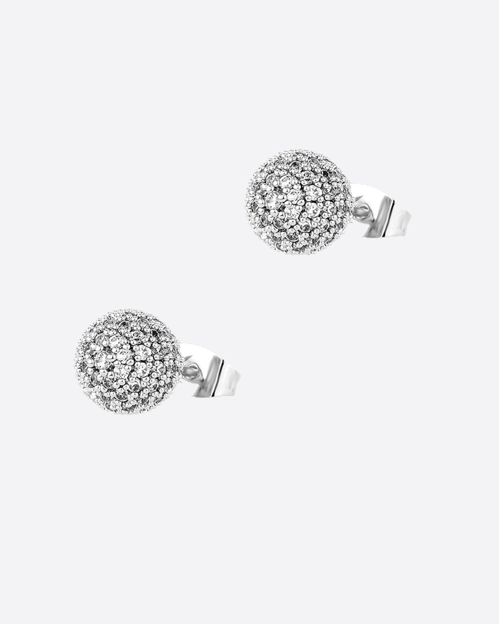ICED BALL STUDS. - WHITE GOLD