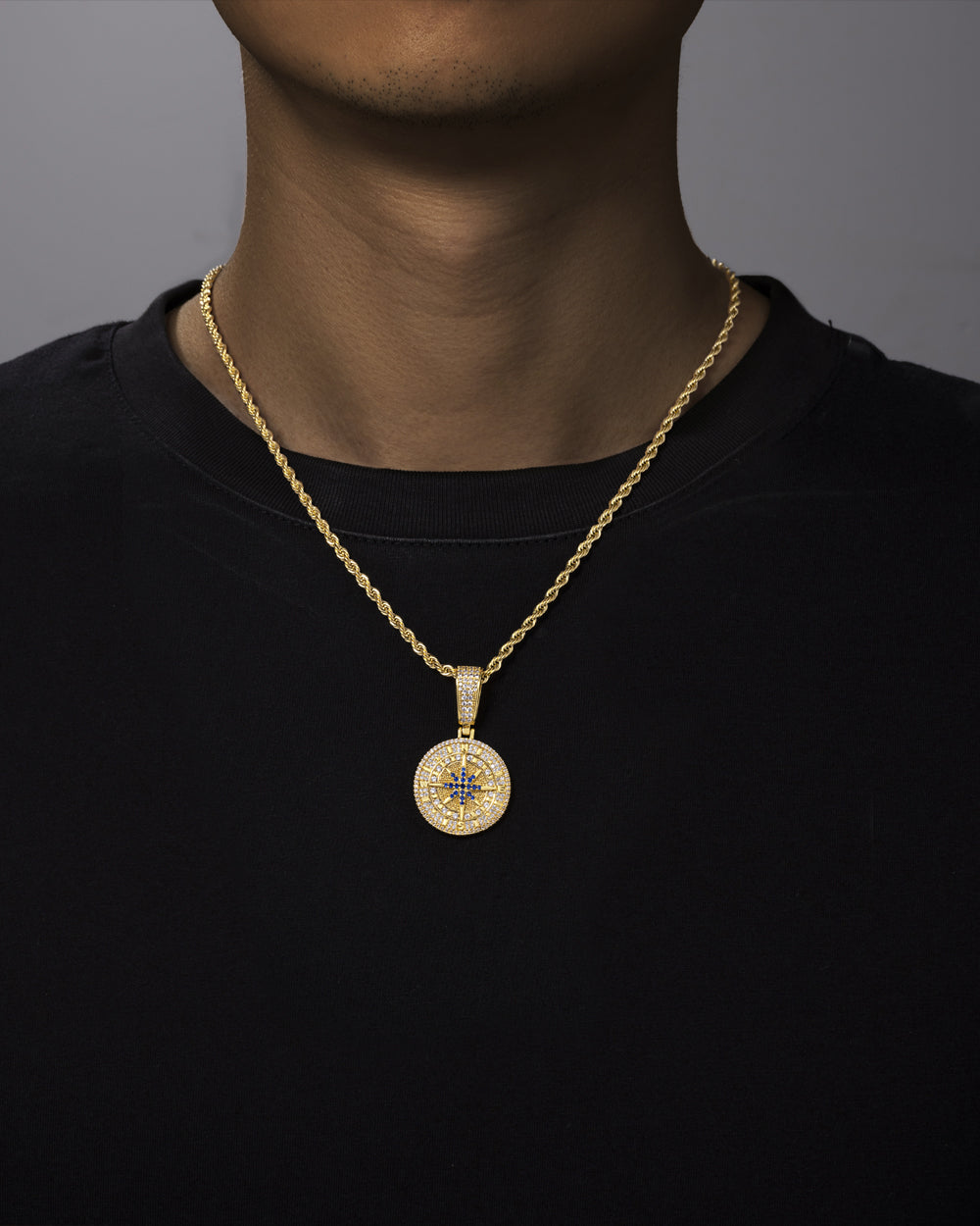 ICED COMPASS PENDANT. - 14K GOLD