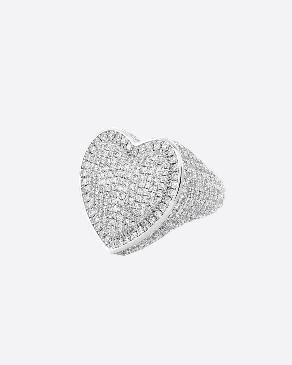 ICY PAVED HEART RING. - WHITE GOLD