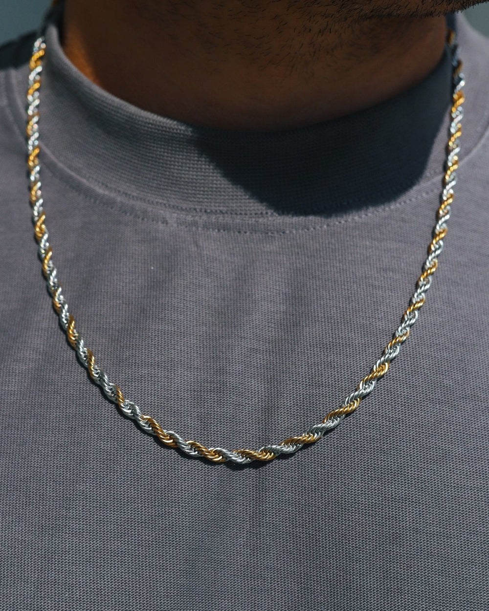 CLEAN ROPE CHAIN. - 3MM MIXED GOLD
