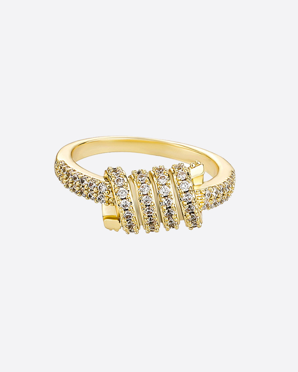 PAVED ROPE KNOT RING. - 18K GOLD