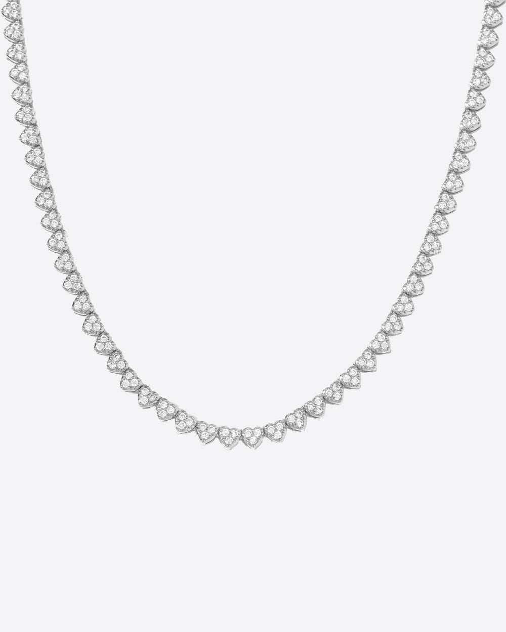 ICED HEARTS CHAIN. - WHITE GOLD