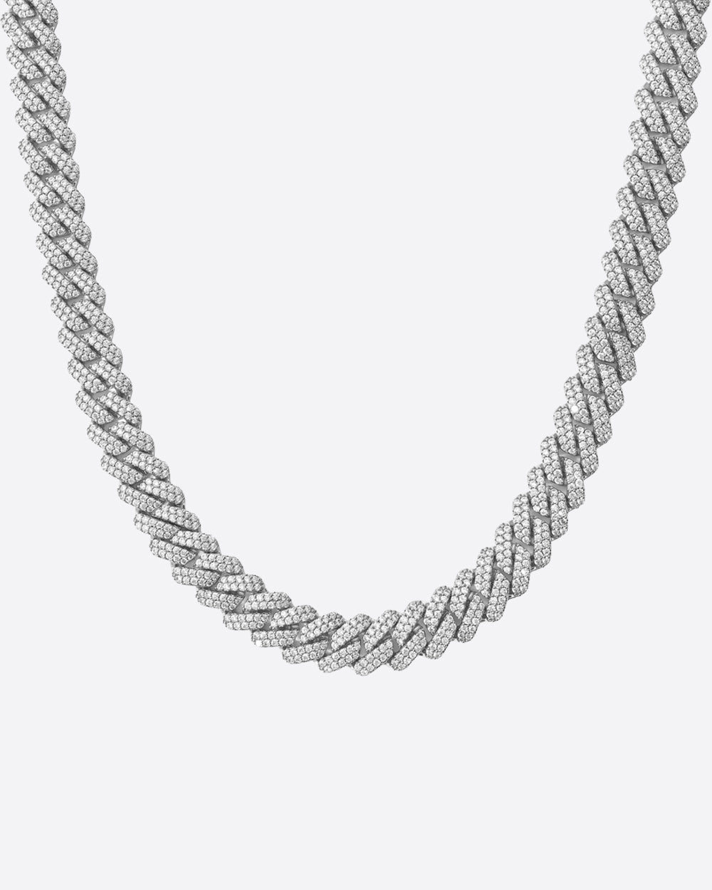 PRONG CHAIN. - 9MM WHITE GOLD